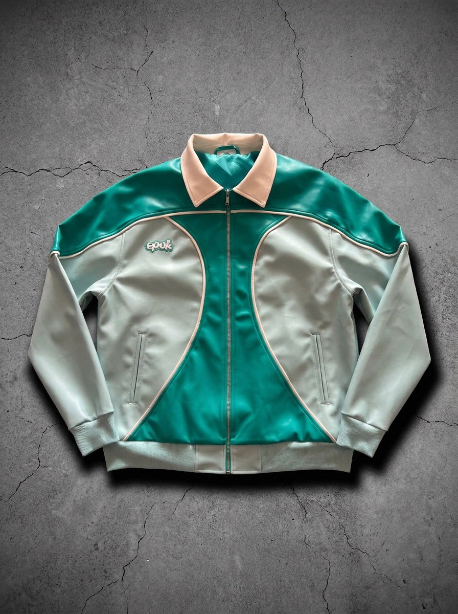 Veste Three 60 Mint epok, similicuir vert menthe et émeraude, vue de face
